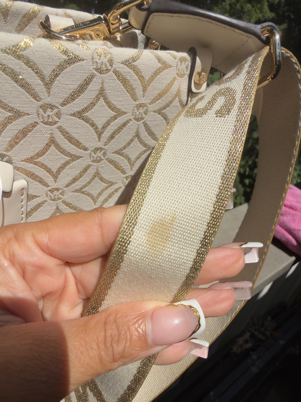 Michael Kors Cream and Gold Logo Tote with Branded Strap - Picture 7 of 7